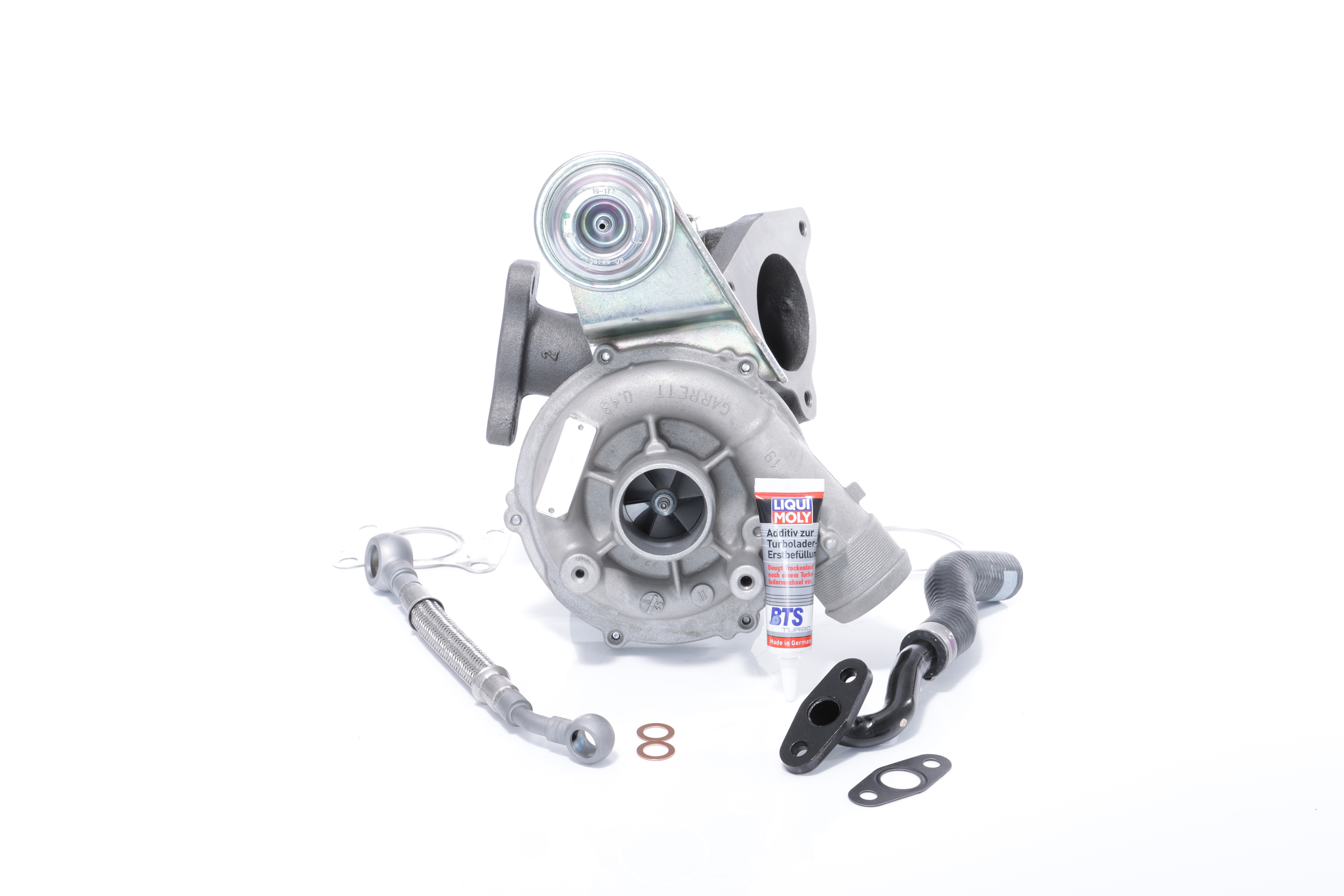 BTS TURBO T981119: Turbolader mit Anbau-/Befestigungsmaterial, mit Ölzulaufleitung, mit Ölablaufleitung TURBO SERVICE SET ORIGINAL