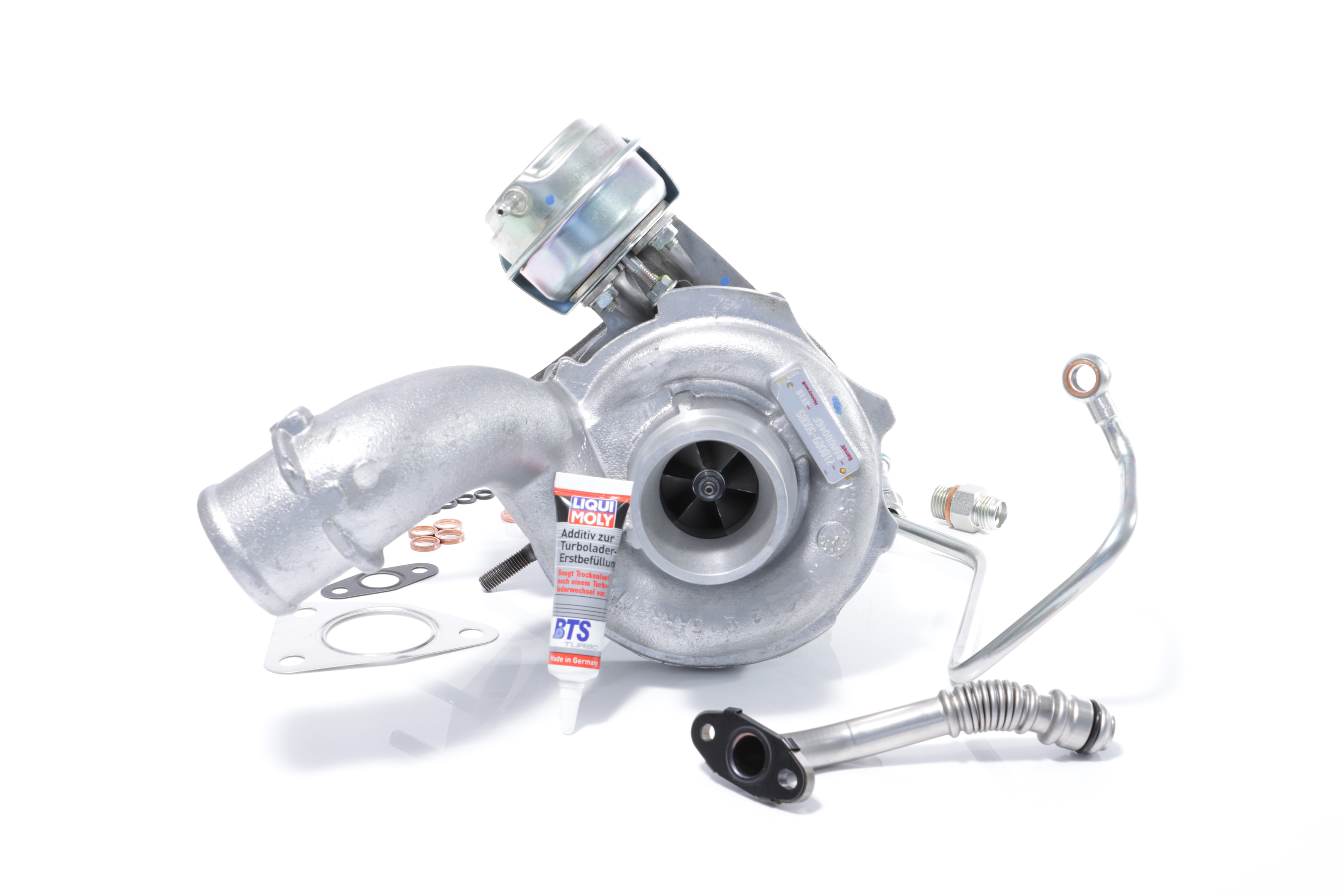 BTS TURBO T981127: Turbolader mit Anbau-/Befestigungsmaterial, mit Ölzulaufleitung, mit Ölablaufleitung TURBO SERVICE SET ORIGINAL