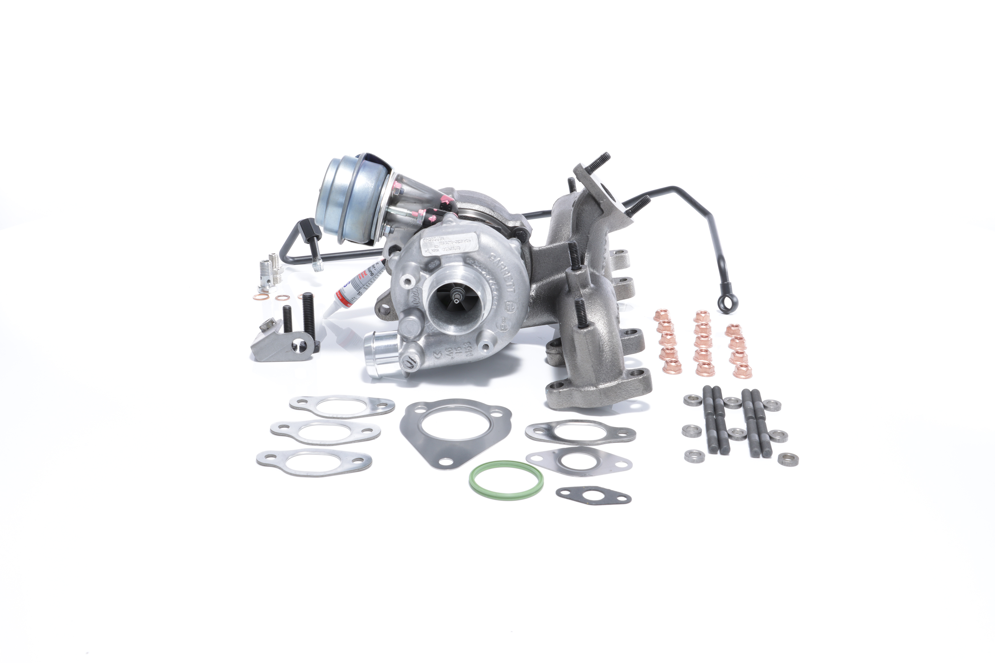 BTS TURBO T981130: Turbosuflantă cu material de atașare/fixare, cu conducta alimentare ulei, cu conducta scurgere ulei TURBO SERVICE SET ORIGINAL