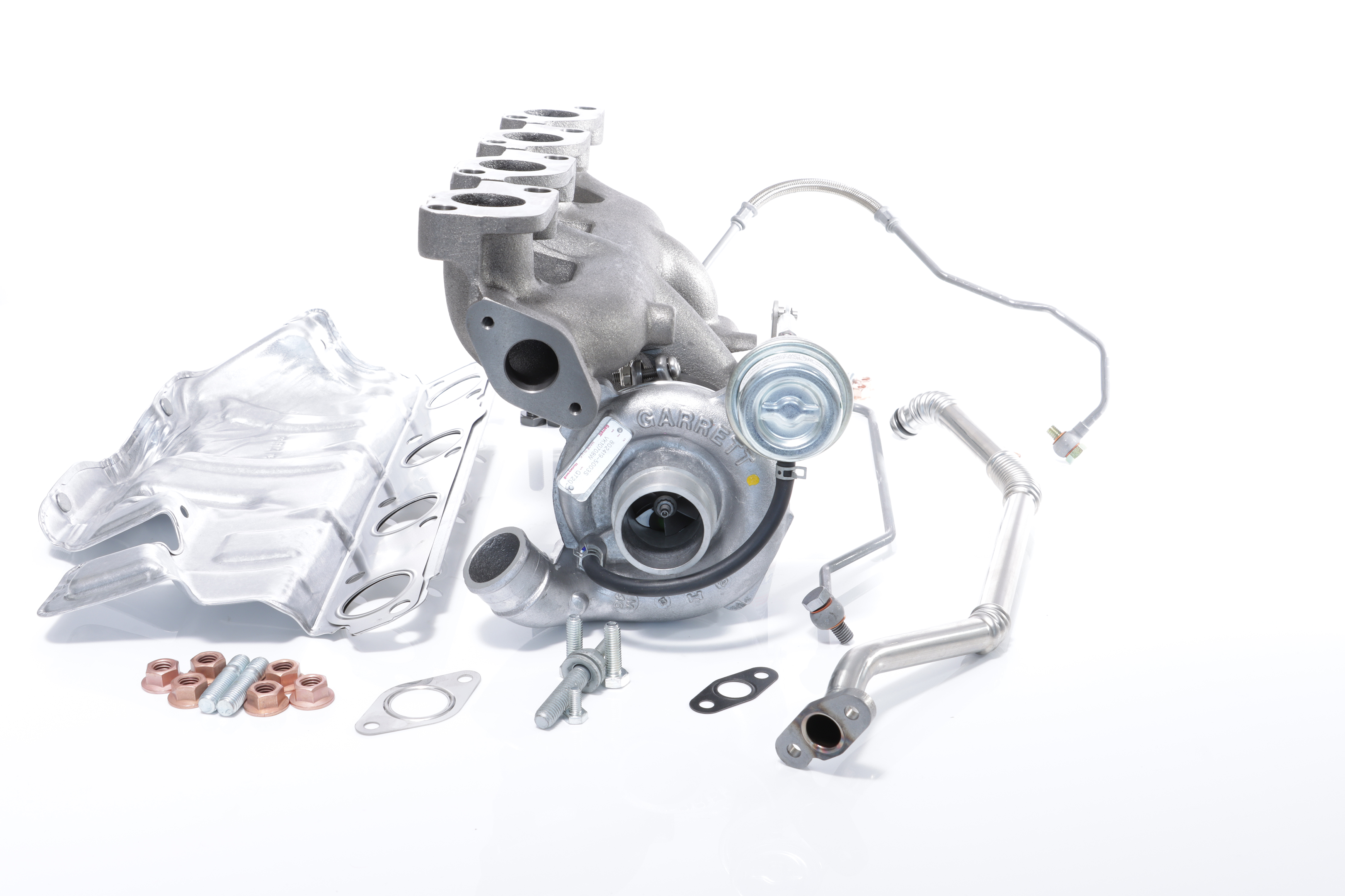 BTS TURBO T981204: Turbosuflantă cu conducta alimentare ulei, cu conducta scurgere ulei, cu material de atașare/fixare TURBO SERVICE SET ORIGINAL