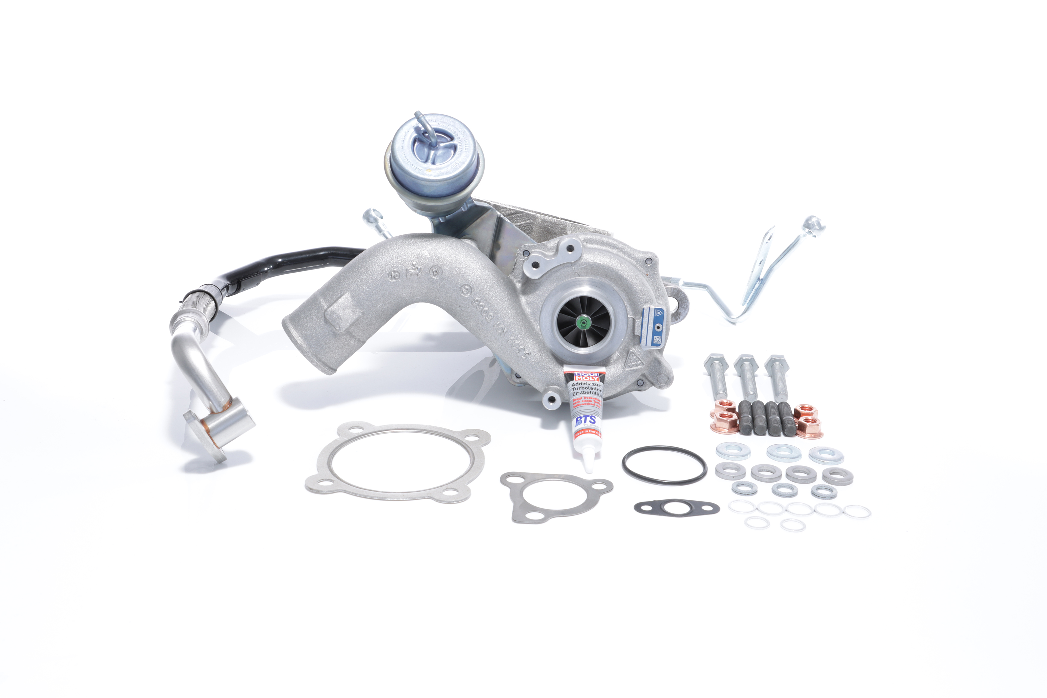 BTS TURBO T981223: Turbolader mit Ölzulaufleitung, mit Ölablaufleitung, mit Anbau-/Befestigungsmaterial TURBO SERVICE SET ORIGINAL