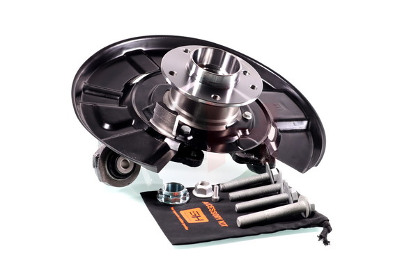 GH GH-281503H: Mangueta de suspensión Mangueta de dirección completa Eje trasero, derecha, con buje de rueda, con cojinete rueda, con tapa contra salpicaduras, con tornillos