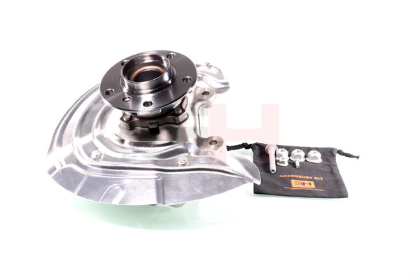 GH GH-281530AV: Mangueta de suspensión Mangueta de dirección completa Eje delantero, izquierda, con buje de rueda, con cojinete rueda, con tapa contra salpicaduras, con tornillos