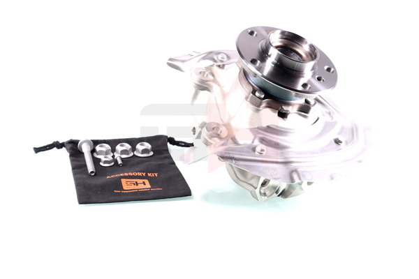 GH GH-281530H: Mangueta de suspensión Mangueta de dirección completa Eje delantero, derecha, con buje de rueda, con cojinete rueda, con tapa contra salpicaduras, con tornillos