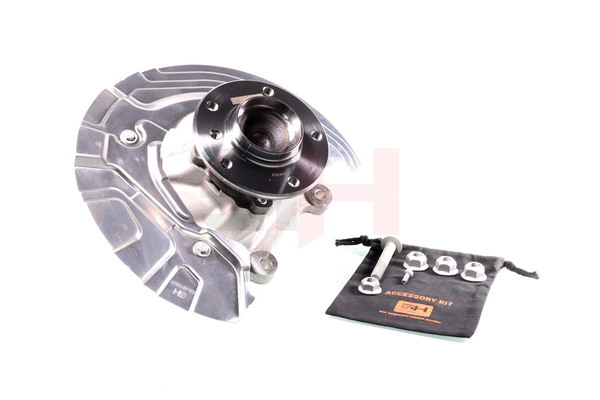 GH GH-281549AV: Fusée d'essieu, suspension de roue Fusée d'essieu complète Essieu avant gauche, avec moyeu de roue, avec roulement de roue, avec enveloppe protectrice contre l'eau projetée, avec vis/boulons