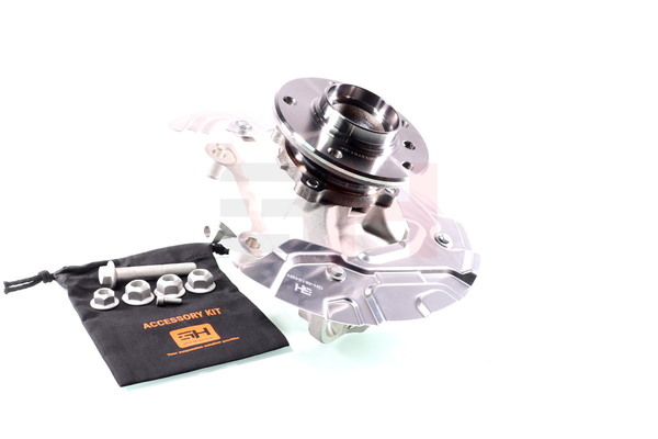 GH GH-281549H: Mangueta de suspensión Mangueta de dirección completa Eje delantero, derecha, con buje de rueda, con cojinete rueda, con tapa contra salpicaduras, con tornillos
