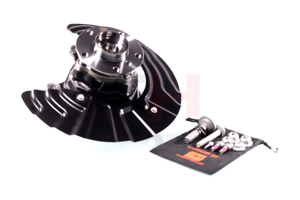 GH GH-281594H: Mangueta de suspensión Mangueta de dirección completa Eje delantero, derecha, con buje de rueda, con cojinete rueda, con tapa contra salpicaduras, con tornillos