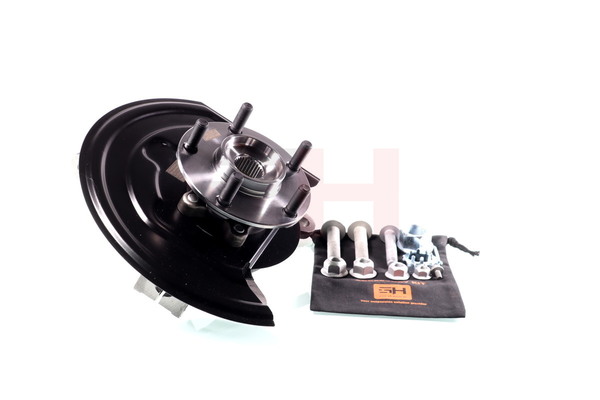 GH GH-282294H: Mangueta de suspensión Mangueta de dirección completa Eje delantero, derecha, con buje de rueda, con cojinete rueda, con tapa contra salpicaduras, con tornillos