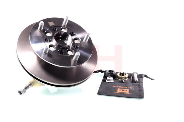 GH GH-282543H: Mangueta de suspensión Mangueta de dirección completa Eje delantero, derecha, con buje de rueda, con cojinete rueda, con tapa contra salpicaduras, con tornillos