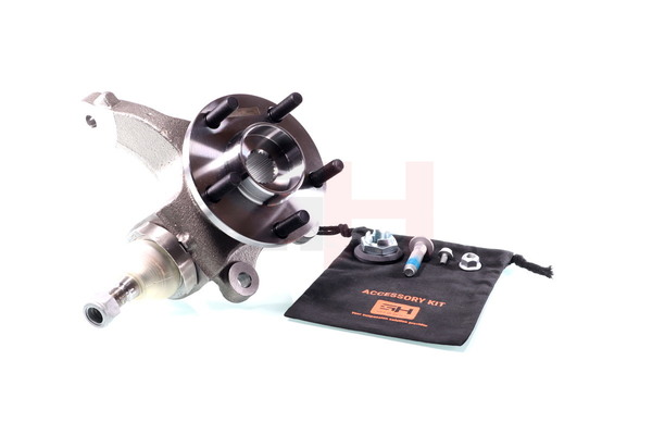 GH GH-282552H: Mangueta de suspensión Mangueta de dirección completa Eje delantero, derecha, con buje de rueda, con cojinete rueda, con tapa contra salpicaduras, con tornillos