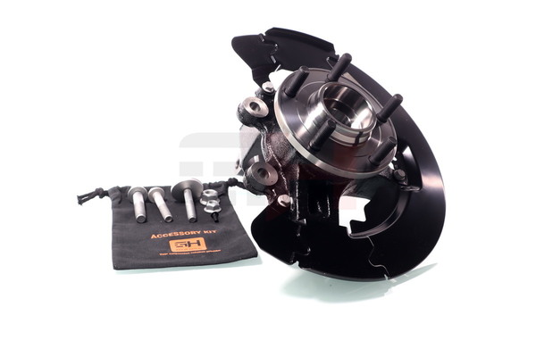GH GH-283204V: Achsschenkel, Radaufhängung Achsschenkel Radlagergehäuse Komplett Vorderachse links, mit Radnabe, mit Radlager, mit Spritzschutzkappe, mit Schrauben