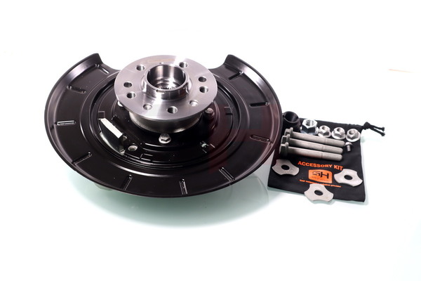 GH GH-283363V: Mangueta de suspensión Mangueta de dirección completa Eje trasero izquierda, con buje de rueda, con cojinete rueda, con tapa contra salpicaduras, con tornillos