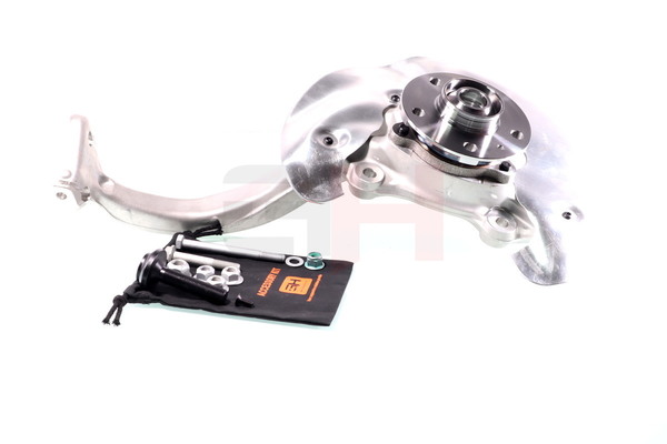 GH GH-284706H: Mangueta de suspensión Mangueta de dirección completa Eje delantero, derecha, con buje de rueda, con cojinete rueda, con tapa contra salpicaduras, con tornillos