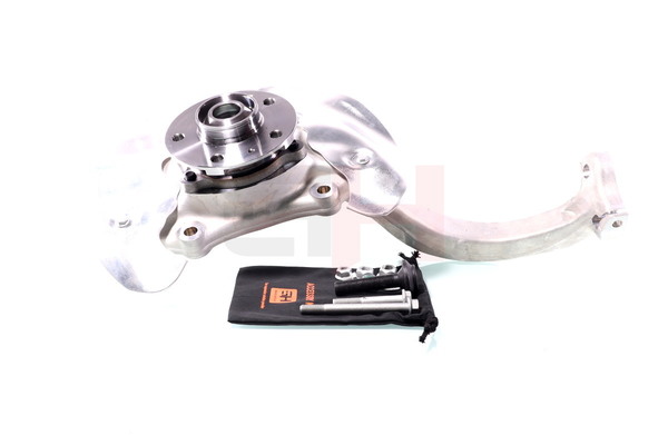 GH GH-284718V: Mangueta de suspensión Mangueta de dirección completa Eje delantero, izquierda, con buje de rueda, con cojinete rueda, con tapa contra salpicaduras, con tornillos