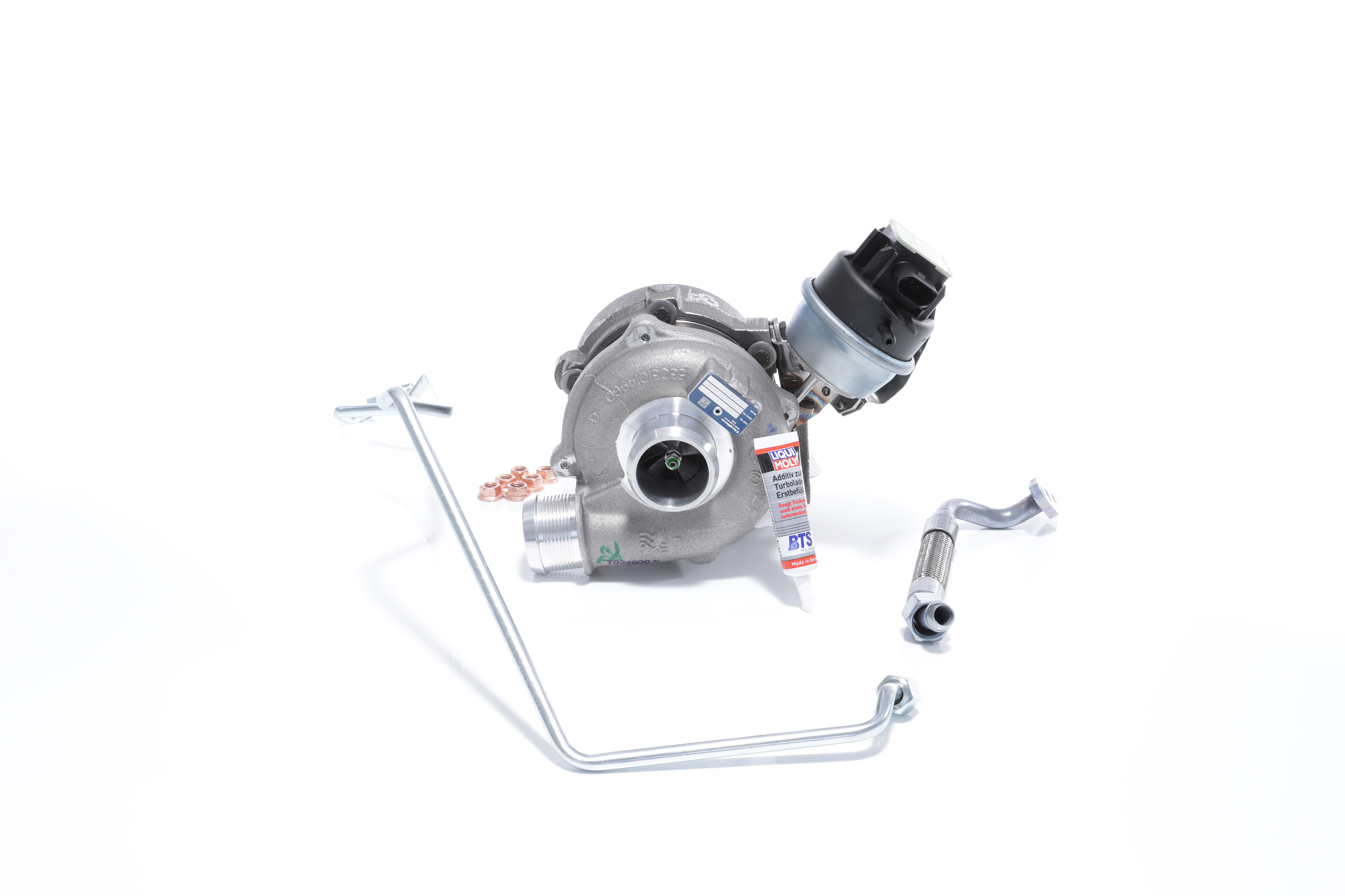 BTS TURBO T981354: Turbolader mit Ölzulaufleitung, mit Ölablaufleitung, mit Anbau-/Befestigungsmaterial TURBO SERVICE SET ORIGINAL
