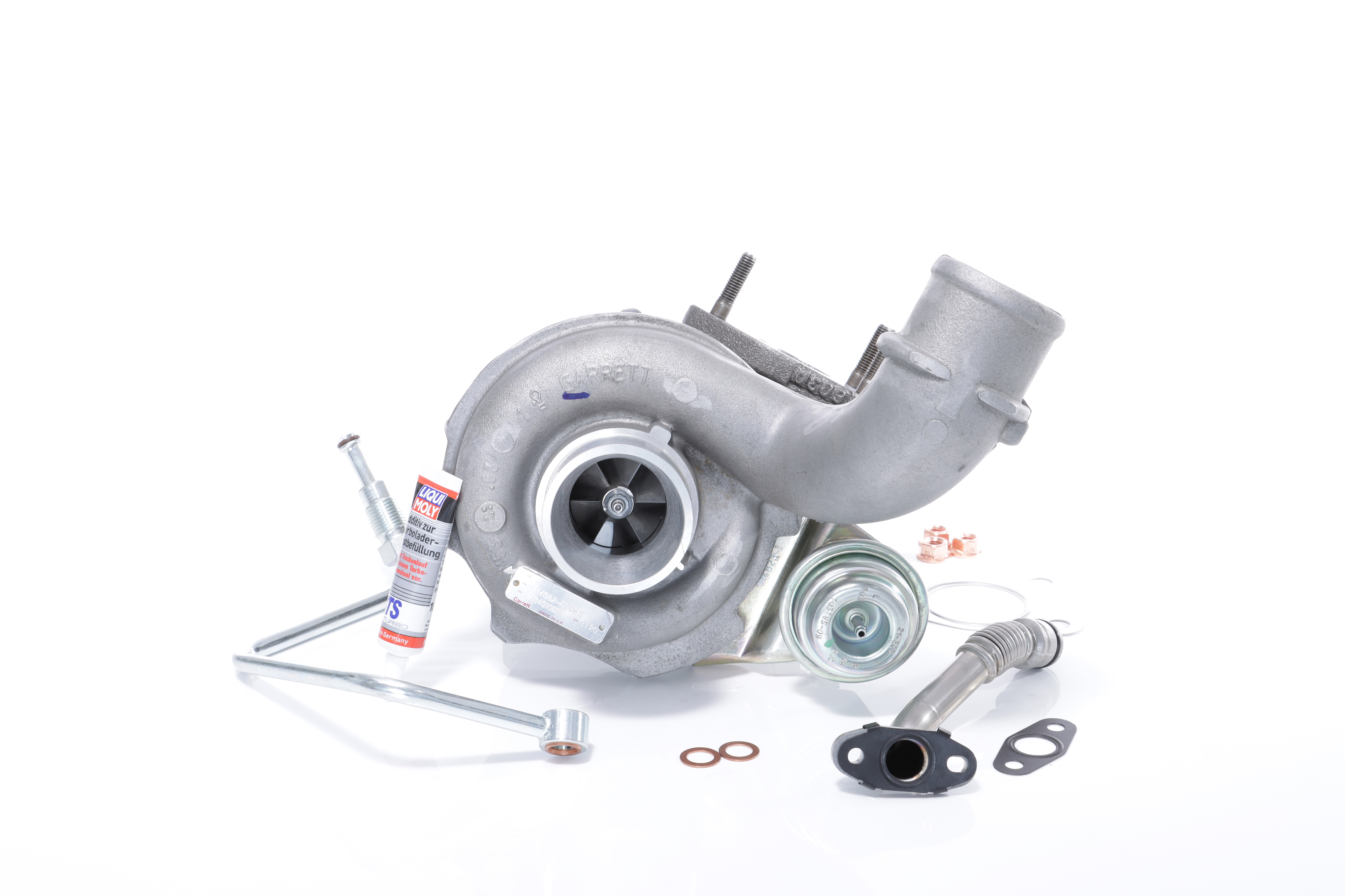 BTS TURBO T981402: Turbolader mit Ölzulaufleitung, mit Ölablaufleitung, mit Anbau-/Befestigungsmaterial, TURBO SERVICE SET ORIGINAL