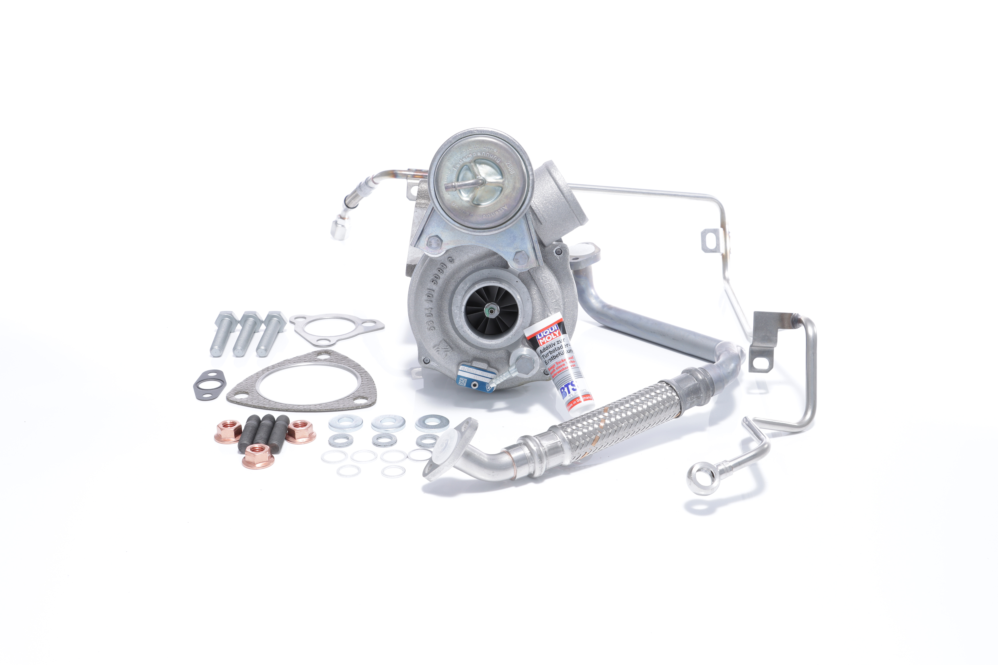 BTS TURBO T981252: Turbolader mit Ölzulaufleitung, mit Ölablaufleitung, mit Anbau-/Befestigungsmaterial, TURBO SERVICE SET ORIGINAL