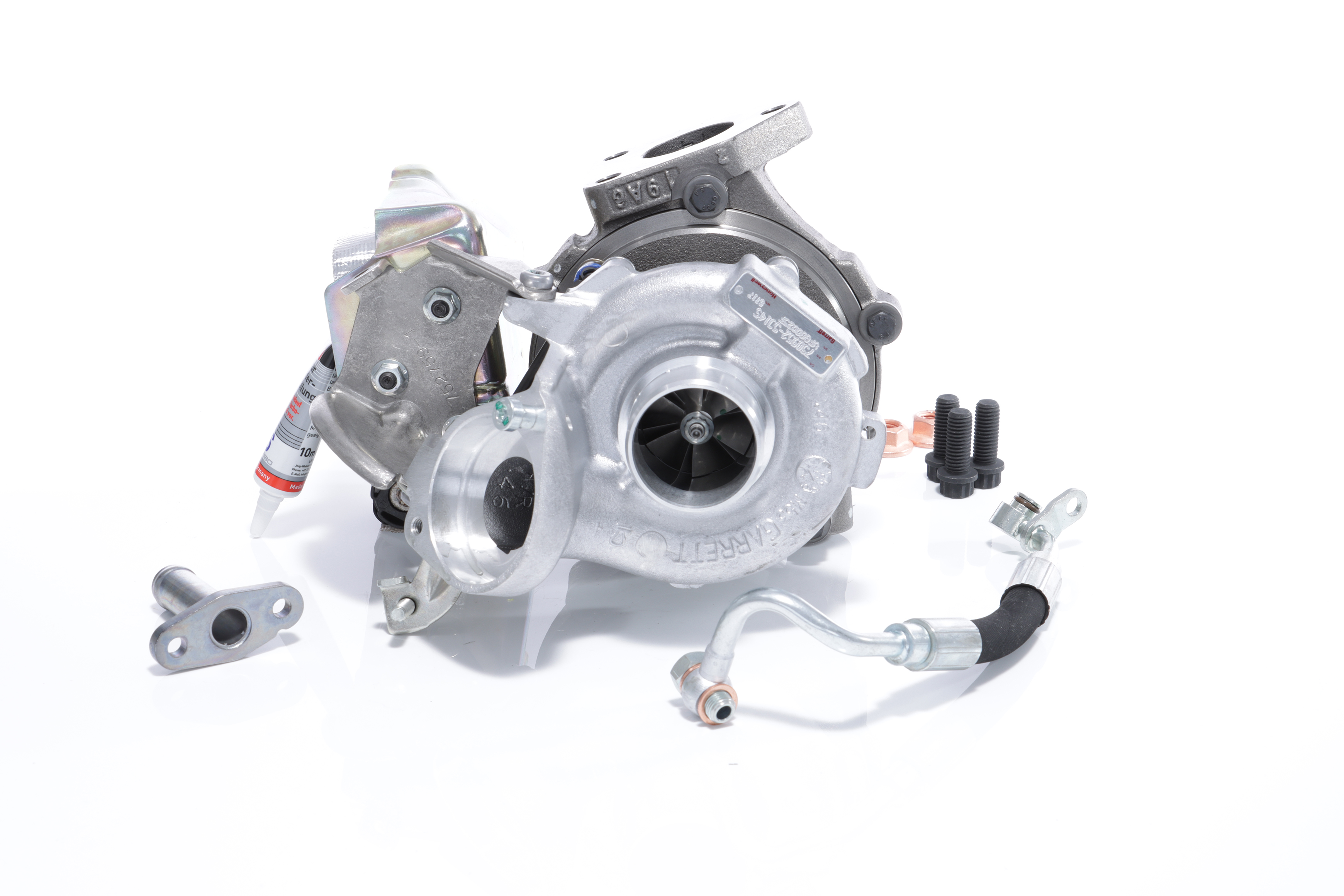 BTS TURBO T981284: Turbosuflantă cu conducta alimentare ulei, cu conducta scurgere ulei, cu material de atașare/fixare, TURBO SERVICE SET ORIGINAL