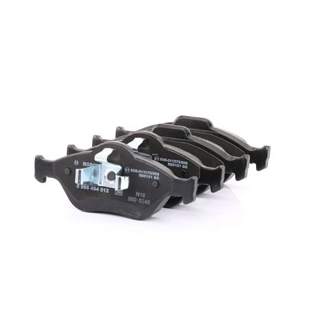 BOSCH 0 986 494 512: Bremsbeläge mit Anti-Quietsch-Blech, mit Kolbenclip
