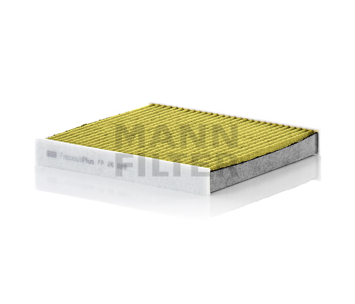 MANN-FILTER FP 26 009: Filtr, vzduch v interiéru Filtr s aktivním uhlím s polyfenolem, s antibakteriálním účinkem, Filtr jemného pachu (PM 2.5), s fungicidním účinkem, Filtr s aktivním uhlím, FreciousPlus