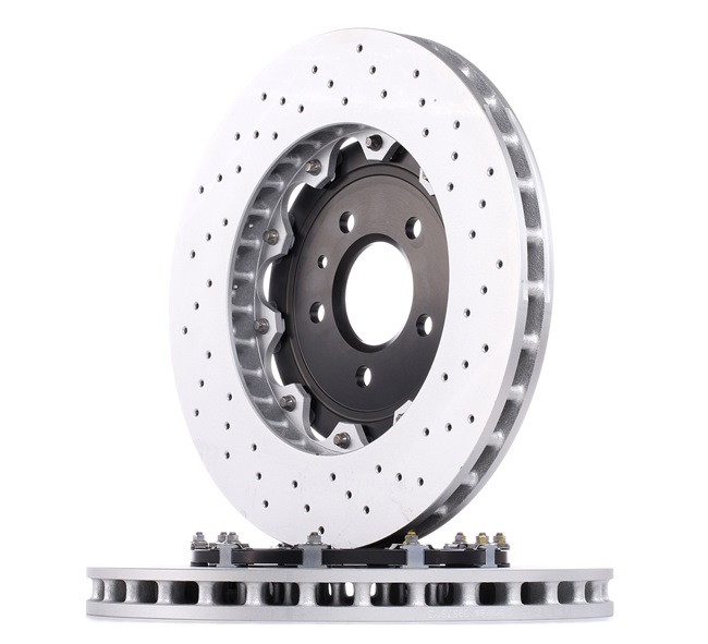 BREMBO 09.B781.13: Bremsscheibe Ø: 355mm, gelocht/innenbel., zweiteilige Bremsscheibe, Aluminium-Bremsscheibentopf, Ø: 355mm, beschichtet, mit Schrauben TWO-PIECE FLOATING DISCS LINE
