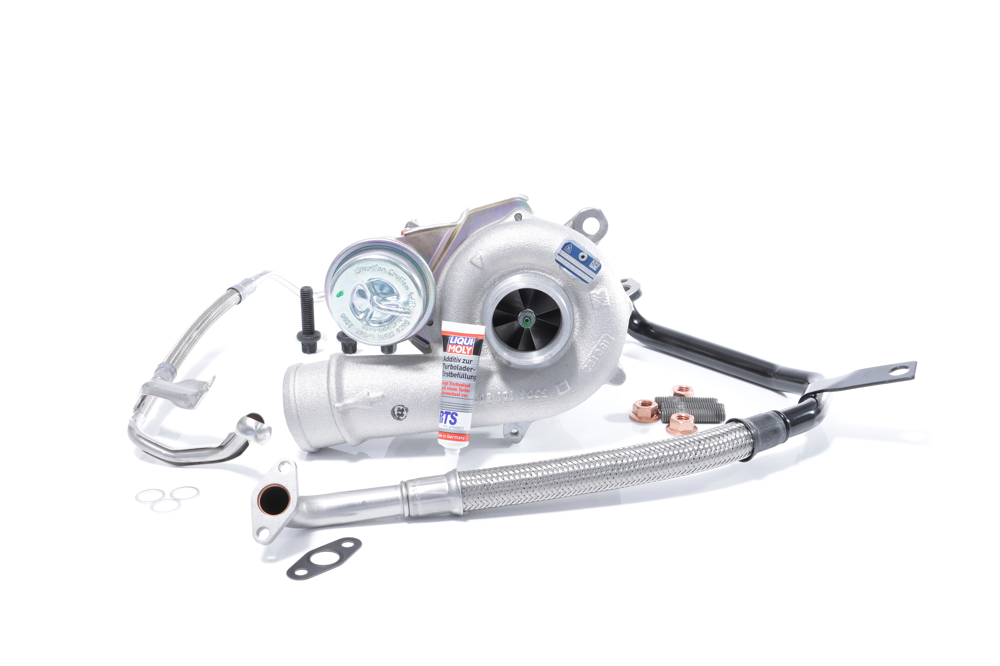 BTS TURBO T981330: Turbocharger Met olietoevoerleiding, Met olieafvoerleiding, met montage-/bevestigingsmateriaal TURBO SERVICE SET ORIGINAL