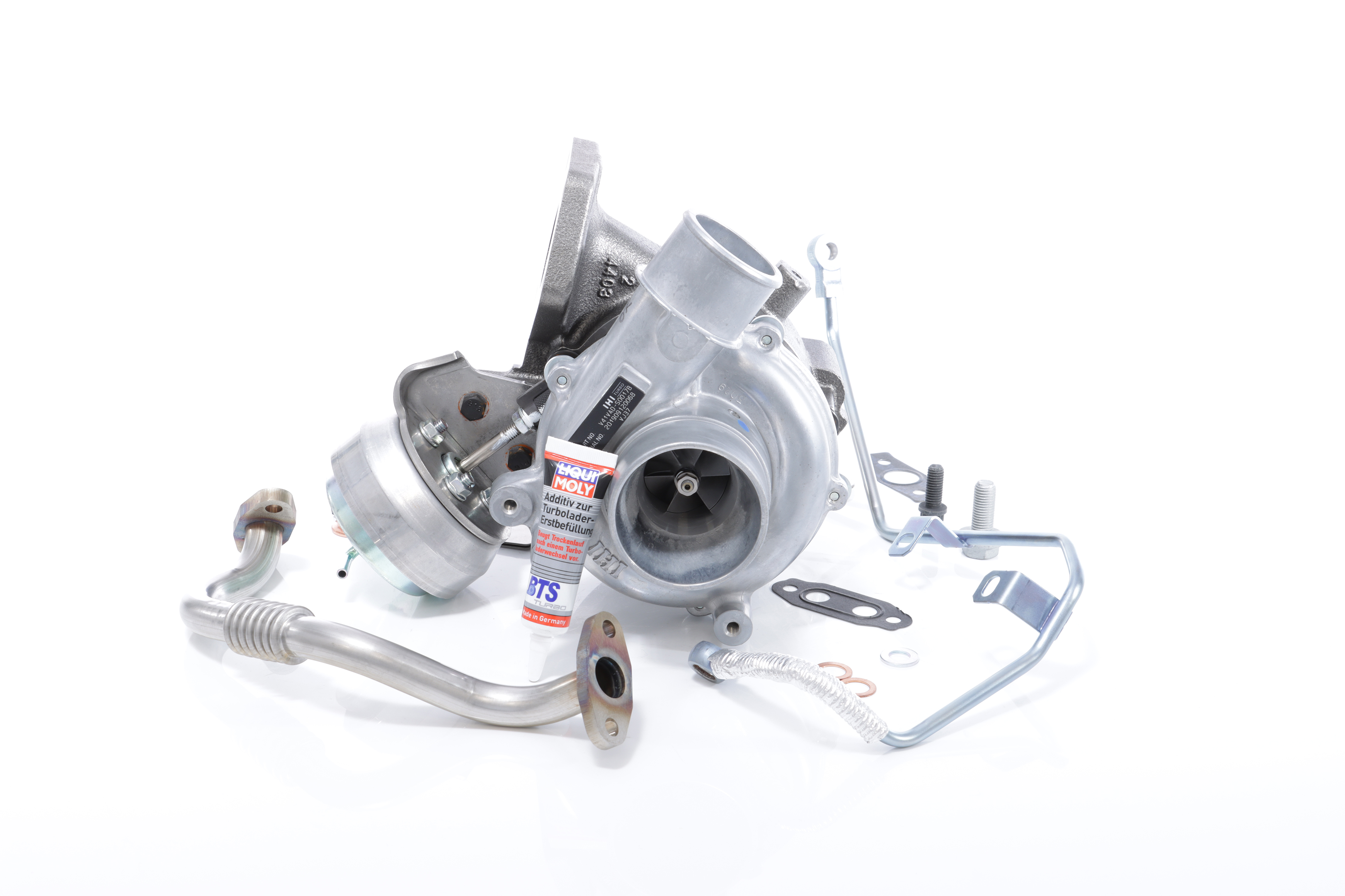 BTS TURBO T981260: Turbosuflantă cu conducta alimentare ulei, cu conducta scurgere ulei, cu material de atașare/fixare TURBO SERVICE SET ORIGINAL