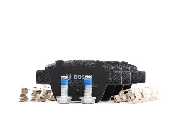 BOSCH 0 986 494 605: Pastilhas de travão com instruções de montagem, com chapa anti-ruído, com parafusos
