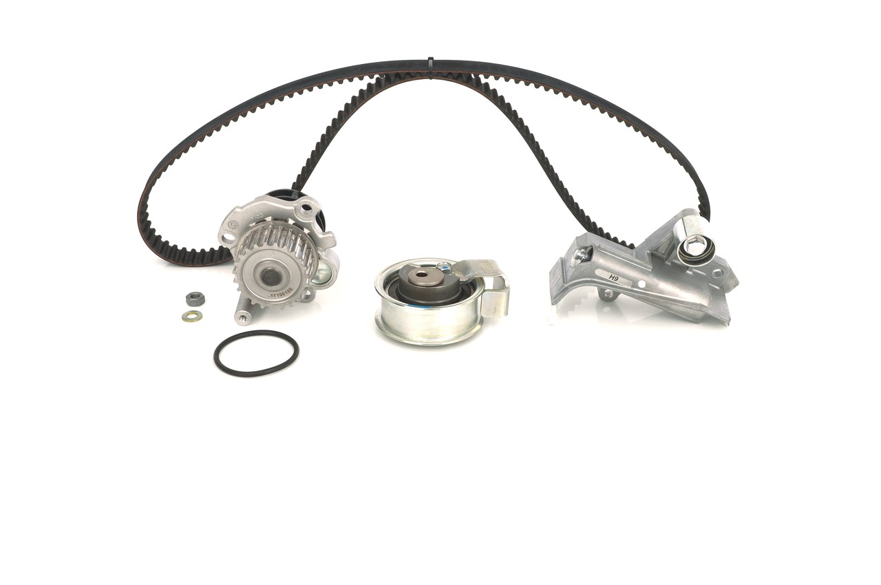 BOSCH 1 987 946 489: Distributieriem set + waterpomp Aantal tanden: 150, Breedte 2 [mm]: 23mm, Met spandemper, spanrol