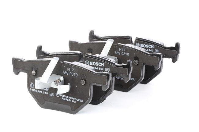 BOSCH 0 986 494 540: Juego de pastillas de freno Chapa antichirridos, con clip de émbolo