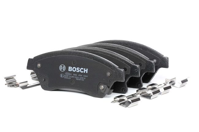 BOSCH 0 986 494 644: Fékbetét készlet, tárcsafék csikorgásgátló lemezzel, szerelési útmutatóval