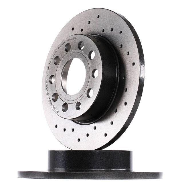 BREMBO 08.9488.1X: Stabdžių diskas Ø: 256mm, visiškai, perforuota, Ø: 256mm, padengta, su varžtais XTRA LINE