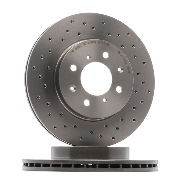 BREMBO 09.5509.1X: Brzdový kotúč Ø: 262mm, dierované/s vnútorným chladením, Ø: 262mm, potiahnutá, so skrutkami XTRA LINE