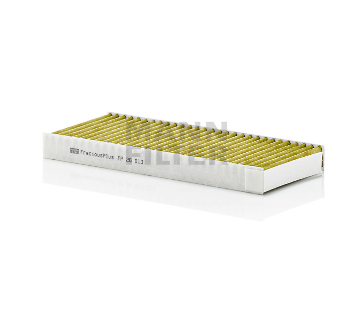 MANN-FILTER FP 26 013-2: Filtr, wentylacja przestrzeni pasażerskiej Filtr z węglem aktywowanym i polifenolem, z działaniem antybakteryjnym, Filtr pyłowy dokładnego oczyszczania (PM 2.5), z działaniem grzybobójczym, Filtr z węglem aktywnym, FreciousPlus