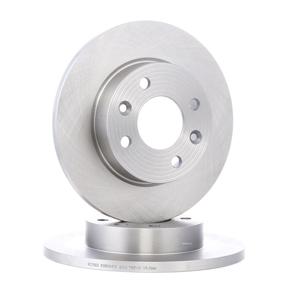 RIDEX 82B0659: Disco de freno Eje delantero, Ø: 238mm, macizo, Hierro fundido, Ø: 238mm, sin recubrimiento, sin tornillos