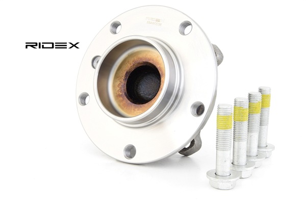 RIDEX 654W0038: Juego de cojinete de rueda eje delantero, ambos lados, con tornillos