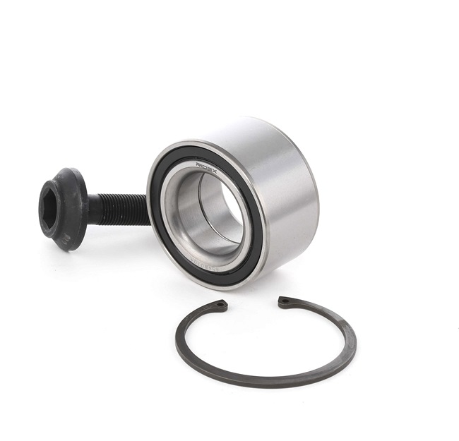 RIDEX 654W0104: Wiellagerset Vooras links, Vooras rechts, Met zekerheidsring, Met schroef, Met moer