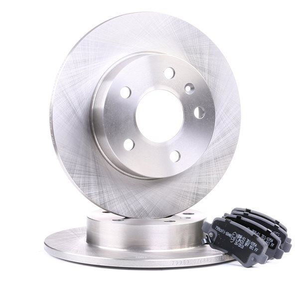 RIDEX 3405B0005: Kit de discos de freno y pastillas Eje trasero, Ø: 264mm, macizo