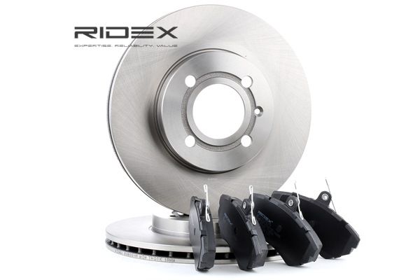 RIDEX 3405B0097: Kit de discos de freno y pastillas Eje delantero, Ø: 256mm, ventilado
