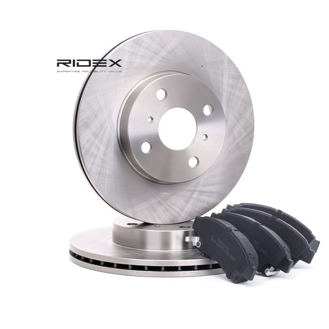 RIDEX 3405B0262: Kit de discos de freno y pastillas Eje delantero, Ø: 255mm, ventilado