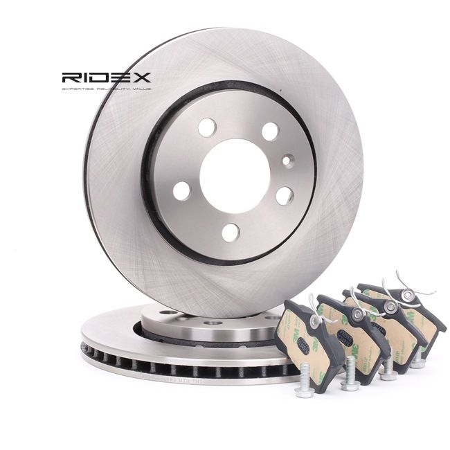 RIDEX 3405B0234: Kit de discos de freno y pastillas Eje trasero, Ø: 256mm, ventilado