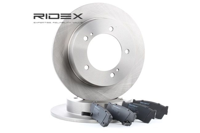 RIDEX 3405B0209: Kit de discos de freno y pastillas Eje delantero, Ø: 289,8mm, macizo