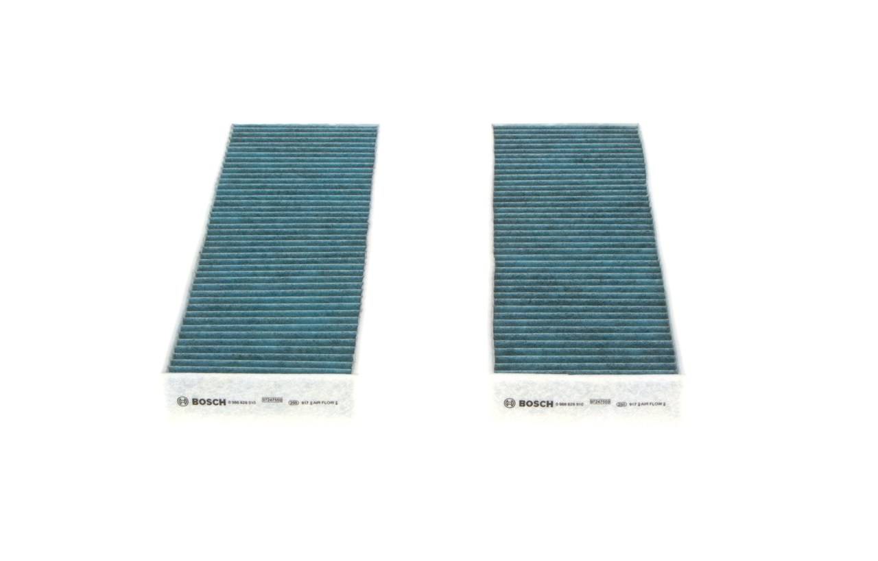 BOSCH 0 986 628 510: Filtro abitacolo Filtro al carbone attivo, con effetto antiallergico, con effetto antibatterico, Filtro per polveri fini (PM 2.5), FILTRO+