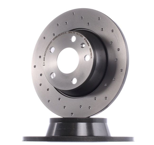 BREMBO 08.9769.1X: Bremsscheibe Ø: 286mm, voll, gelocht, Ø: 286mm, beschichtet, mit Schrauben XTRA LINE