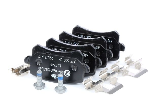 ATE 13.0470-2749.2: Juego de pastillas de freno con accesorios, con tornillos pinza freno Ceramic